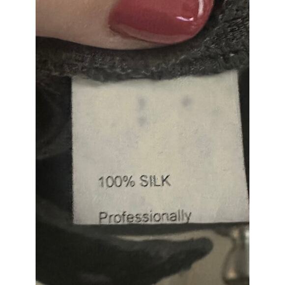 Yoana Baraschi Anthropologie Gray Black Embellished Silk Belted Dress - Sz 4 - Picture 6 of 6